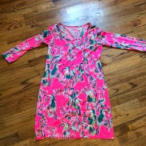 Lilly Pulitzer 3/4 sleeves hot pink dress
